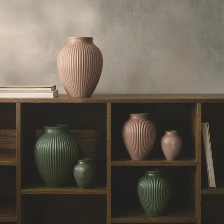 Knabstrup Keramik Ripple mat vase rosa H 27 cm