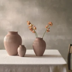 Knabstrup Keramik Ripple mat vase rosa H 27 cm
