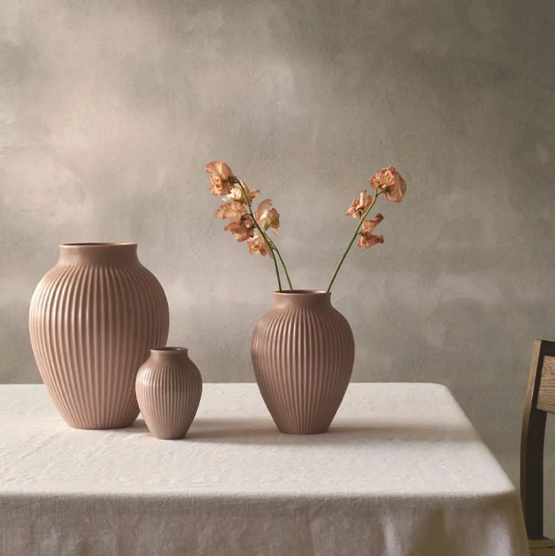 Knabstrup Keramik Ripple mat vase rosa H 27 cm