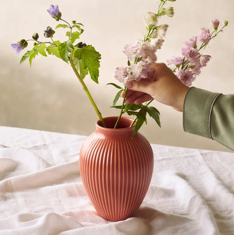 Knabstrup Keramik Ripple mat vase koral H 27 cm