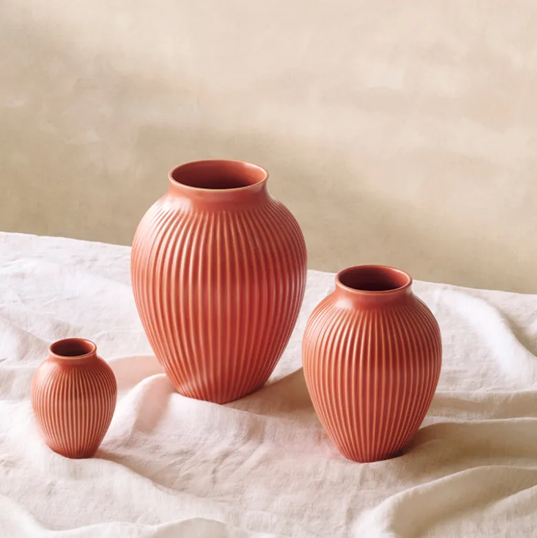 Knabstrup Keramik Ripple mat vase koral H 27 cm