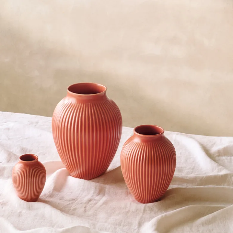 Knabstrup Keramik Ripple mat vase koral H 20 cm