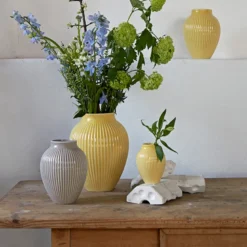 Knabstrup Keramik Ripple vase lysegul H 27 cm