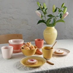 Knabstrup Keramik Ripple vase lysegul H 27 cm