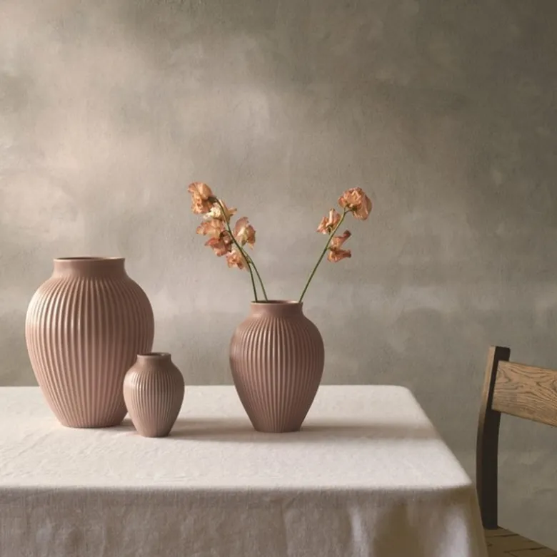 Knabstrup Keramik Ripple vase rosa H 12,5 cm