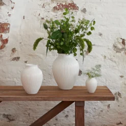 Knabstrup Keramik Ripple vase hvid H 20 cm