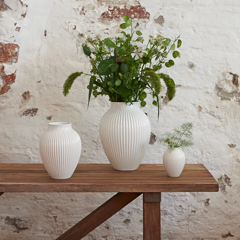 Knabstrup Keramik Ripple vase hvid H 20 cm