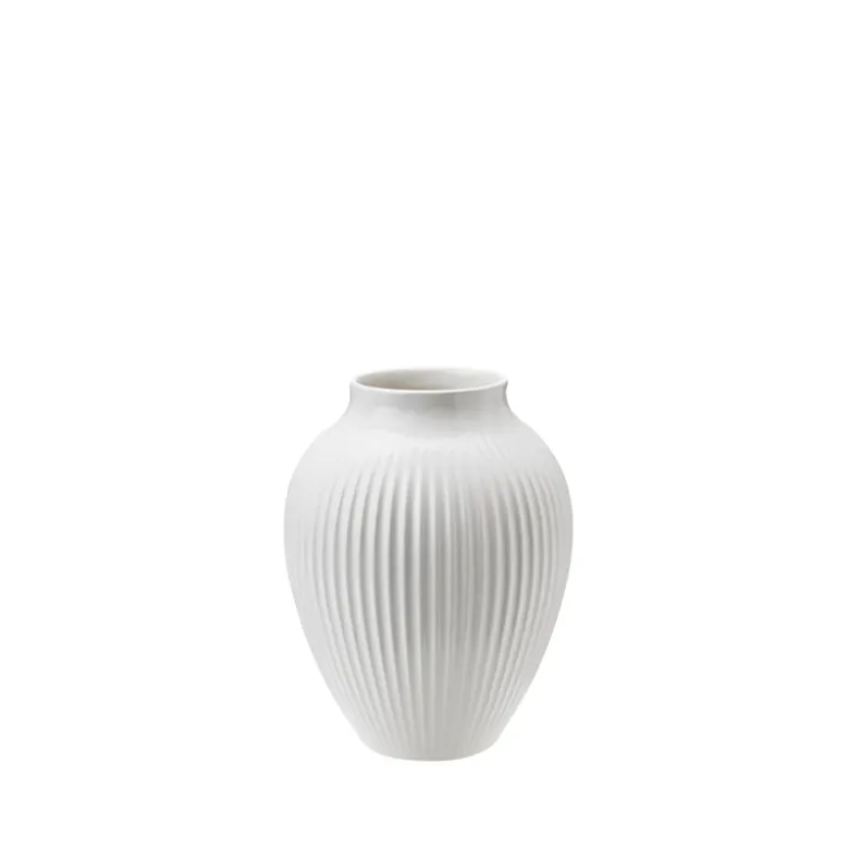 Knabstrup Keramik Ripple vase hvid H 12,5 cm
