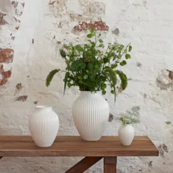 Knabstrup Keramik Ripple vase hvid H 12,5 cm
