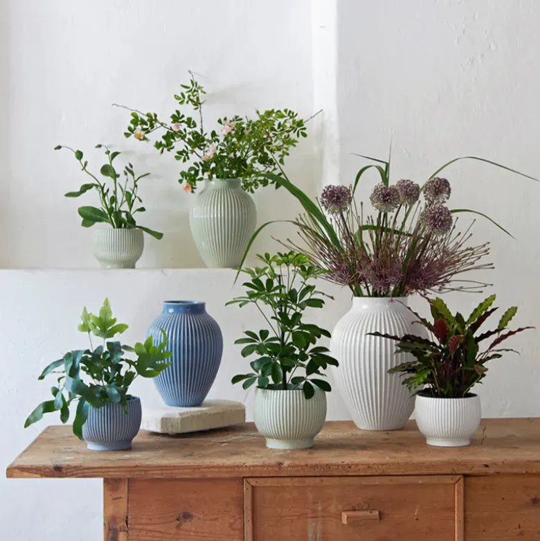 Knabstrup Keramik Ripple vase hvid H 12,5 cm
