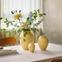 Knabstrup Keramik Ripple vase gul H 12,5 cm