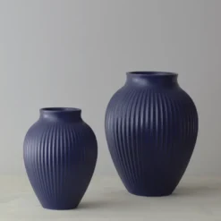 Knabstrup Keramik Ripple vase mat mørkeblå H 20 cm