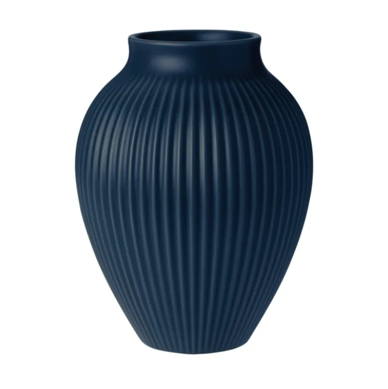 Knabstrup Keramik Ripple vase mat mørkeblå H 20 cm