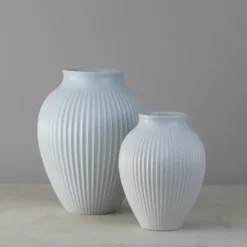 Knabstrup Keramik Ripple vase mat lyseblå H 20 cm
