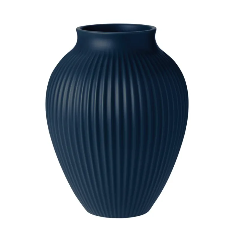 Knabstrup Keramik Ripple vase mat mørkeblå H 27 cm