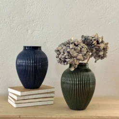 Knabstrup Keramik Ripple vase mørkeblå H 20 cm