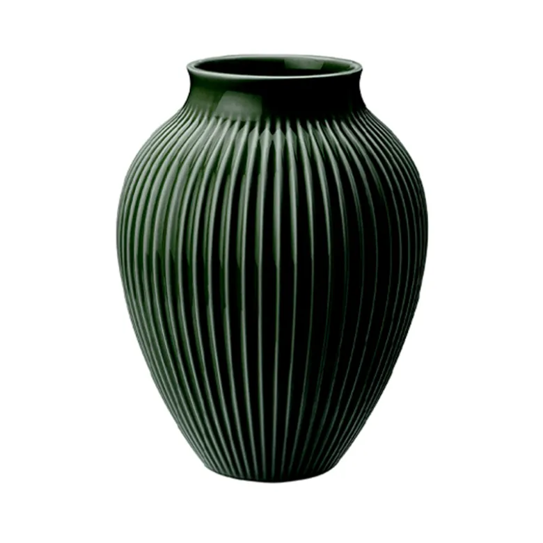 Knabstrup Keramik Ripple vase mørkegrøn H 20 cm