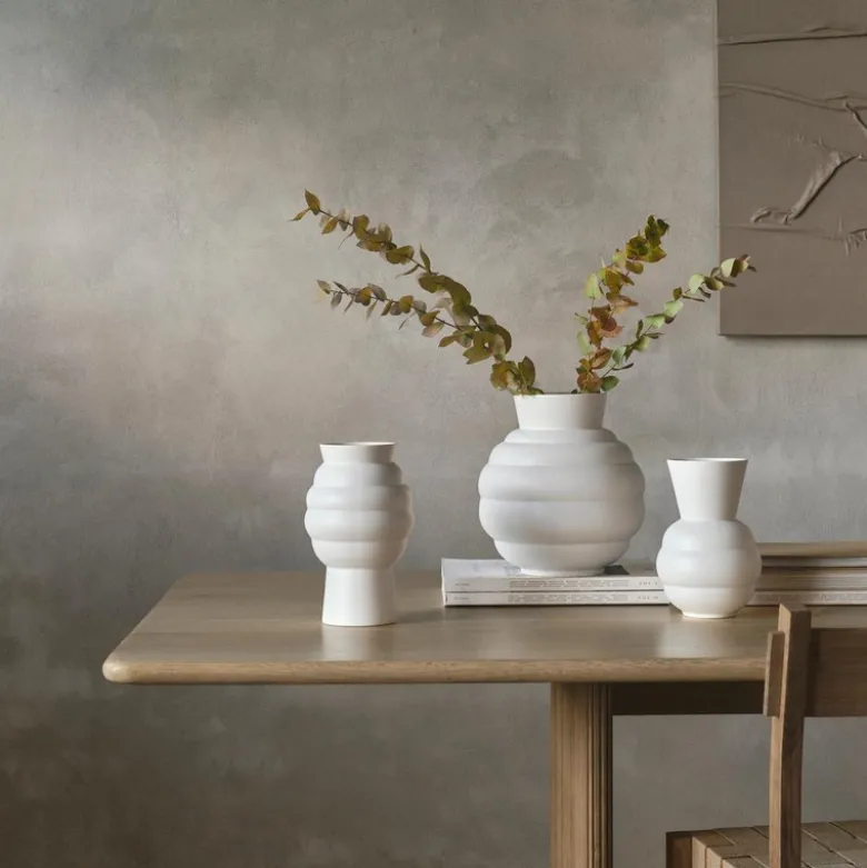 Knabstrup Keramik Tortus Archie vase No2 hvid H 23,5 cm