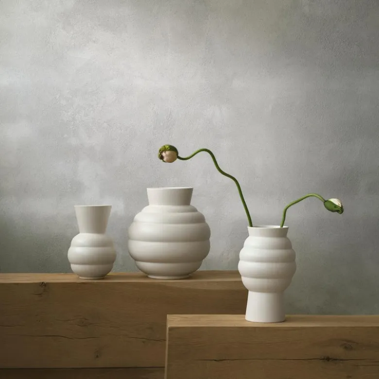Knabstrup Keramik Tortus Archie vase No2 hvid H 23,5 cm