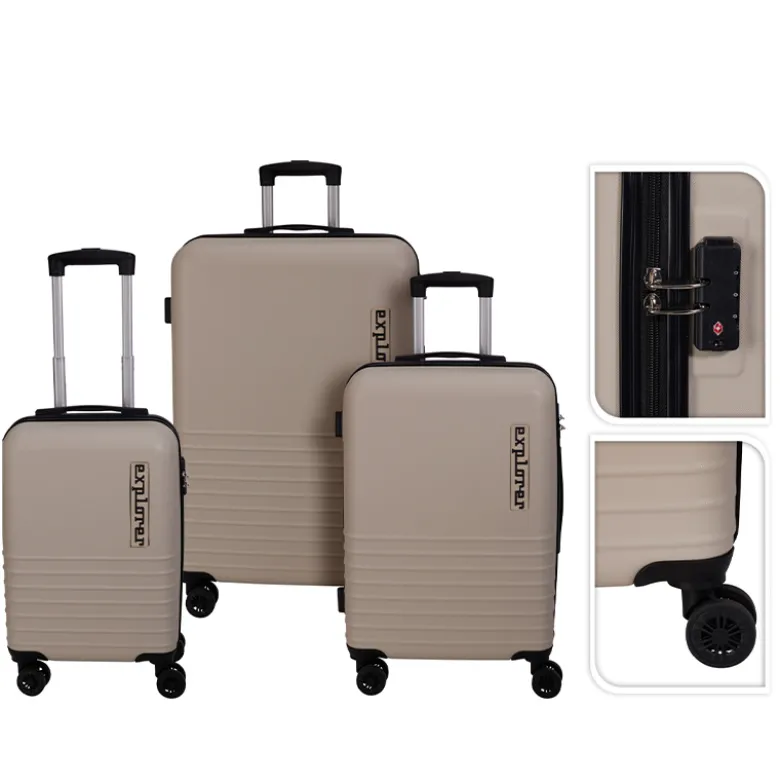 Kuffertsæt med 3 stk. kufferter - 18" 22" 26" beige