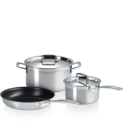 Le Creuset 3 dele 3-ply gryde- og pandesæt rustfrit stål