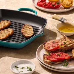 Le Creuset Signature støbejern grillpande 26 cm bleu riviera