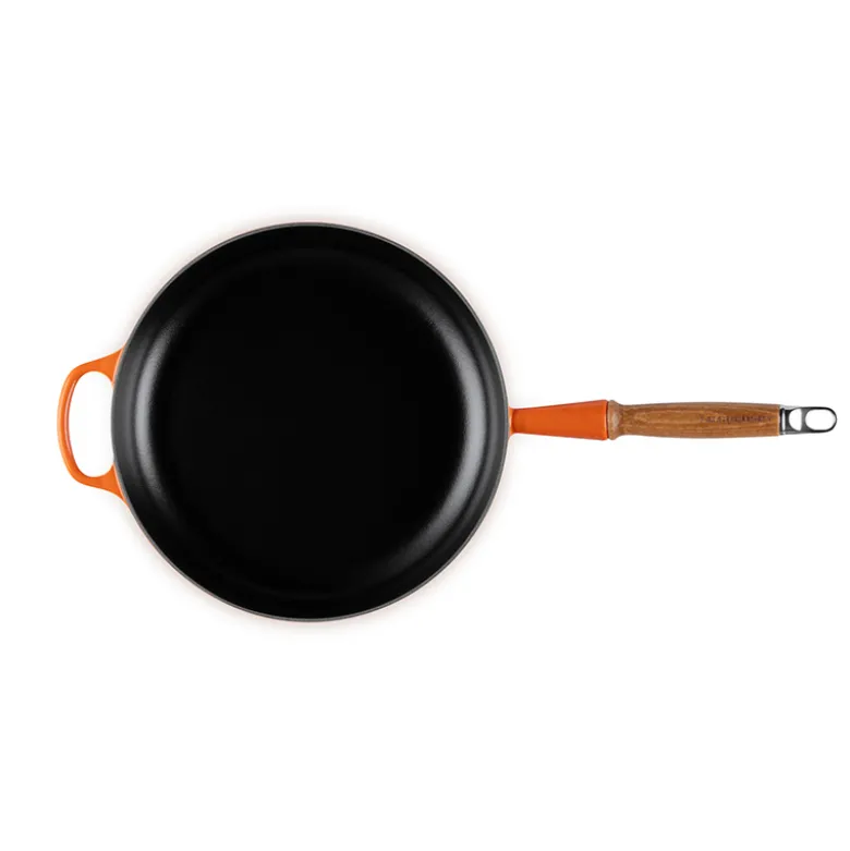 Le Creuset Signature støbejern stegepande med træhåndtag Ø 28 cm volcanic