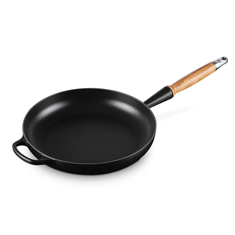Le Creuset Signature støbejern stegepande med træhåndtag Ø 28 cm matte black