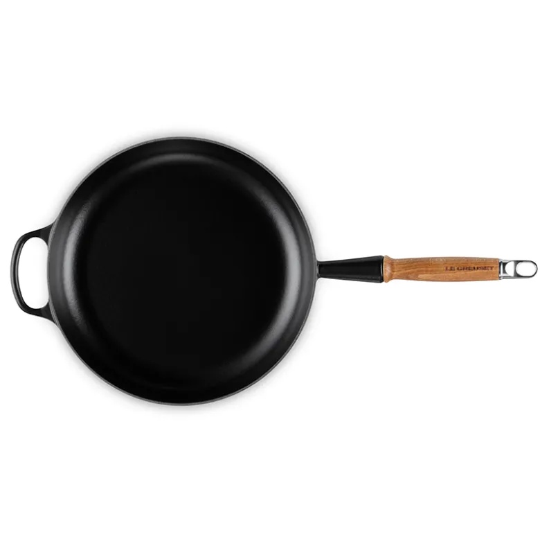 Le Creuset Signature støbejern stegepande med træhåndtag Ø 28 cm matte black