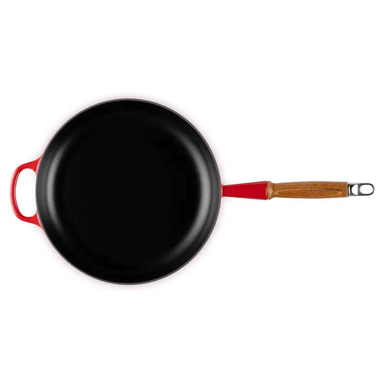 Le Creuset Signature støbejern stegepande med træhåndtag Ø 28 cm cerise