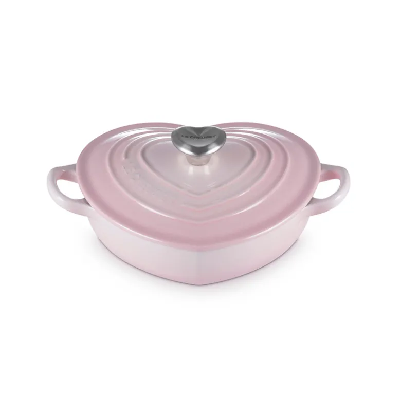 Le Creuset Signature støbejern hjertebuffetgryde med hjerteformet knop Ø 20 cm shell pink