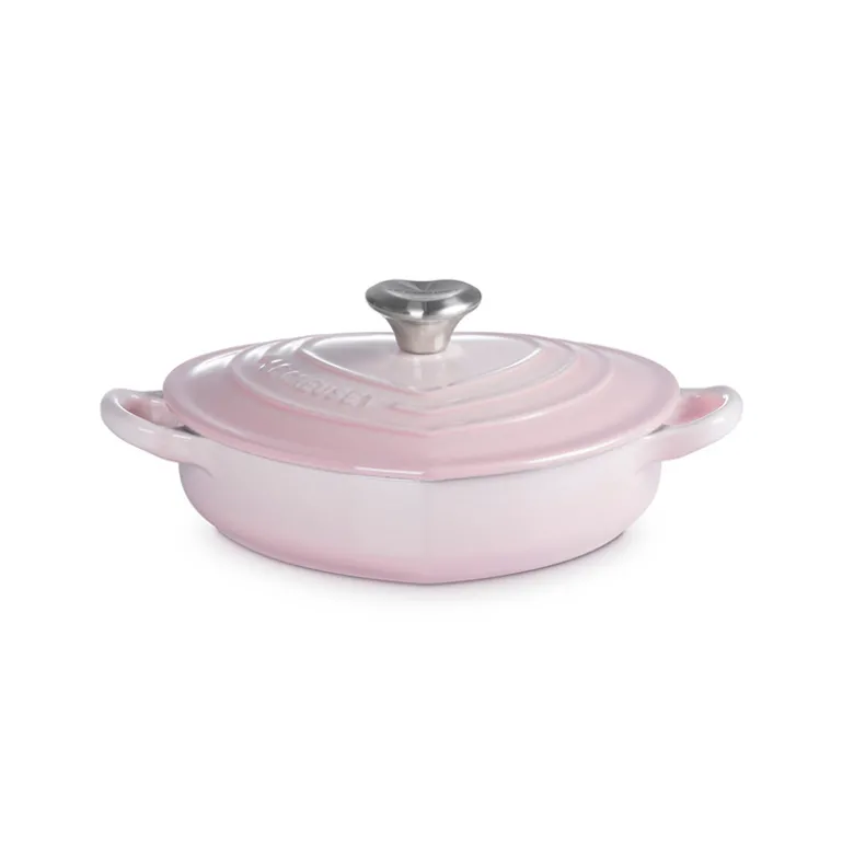 Le Creuset Signature støbejern hjertebuffetgryde med hjerteformet knop Ø 20 cm shell pink