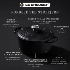 Le Creuset Signature støbejerns rund gryde 22 cm matte black