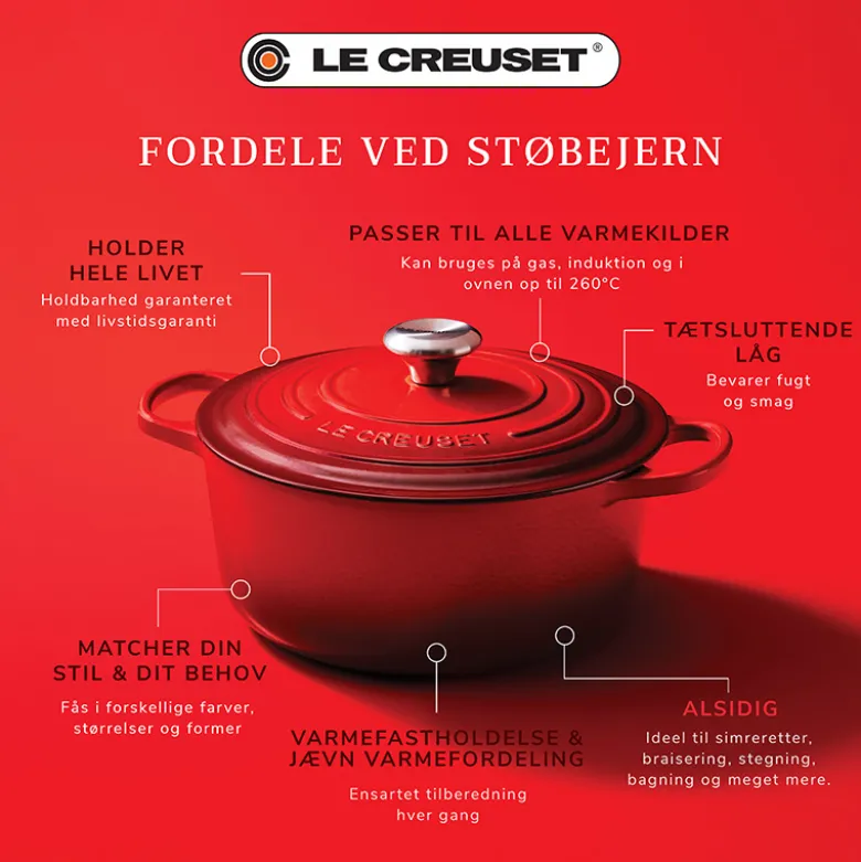 Le Creuset Signature støbejern rund gryde Ø 24 cm cerise