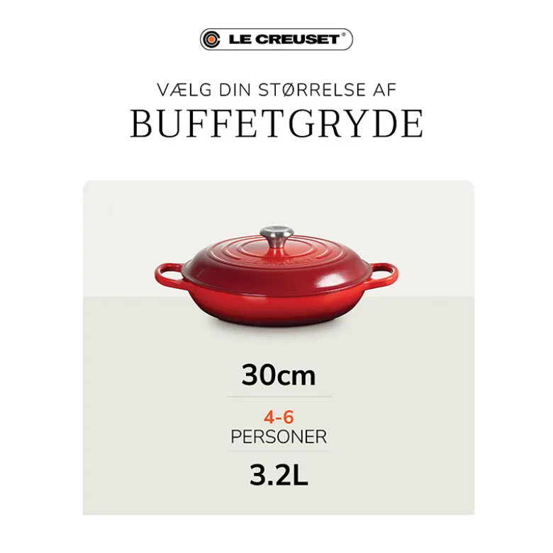 Le Creuset Signature støbejern buffetgryde Ø 30 cm matte black