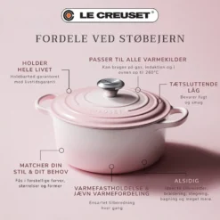 Le Creuset Signature støbejern rund gryde Ø 24 cm shell pink