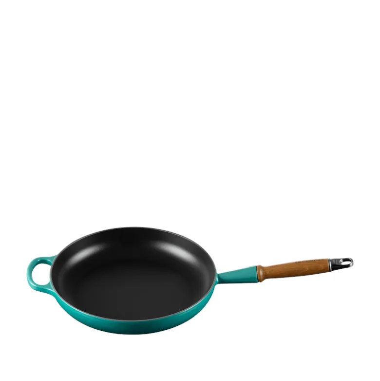 Le Creuset Signature stegepande Ø 28 cm med træhåndtag bleu riviera
