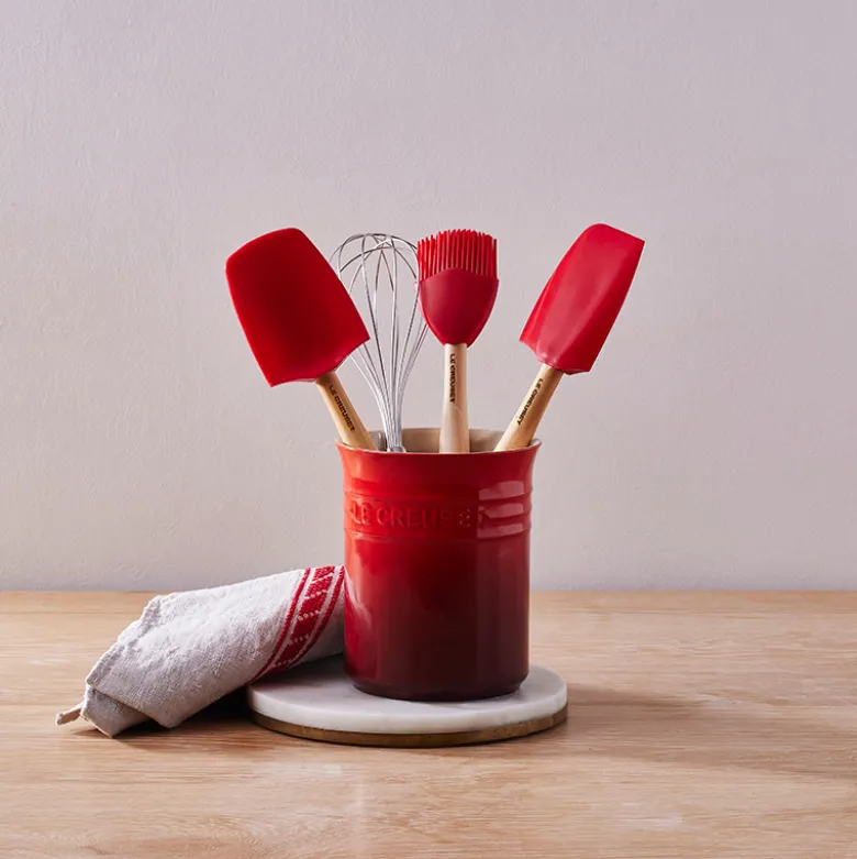 Le Creuset Signature stentøj bestik- og redskabskrukke Cerise