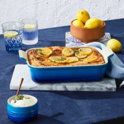 Le Creuset Signature stentøj Heritage rektangulært fad 32 cm Azure