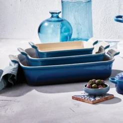 Le Creuset Signature stentøj Heritage rektangulært fad 32 cm Azure