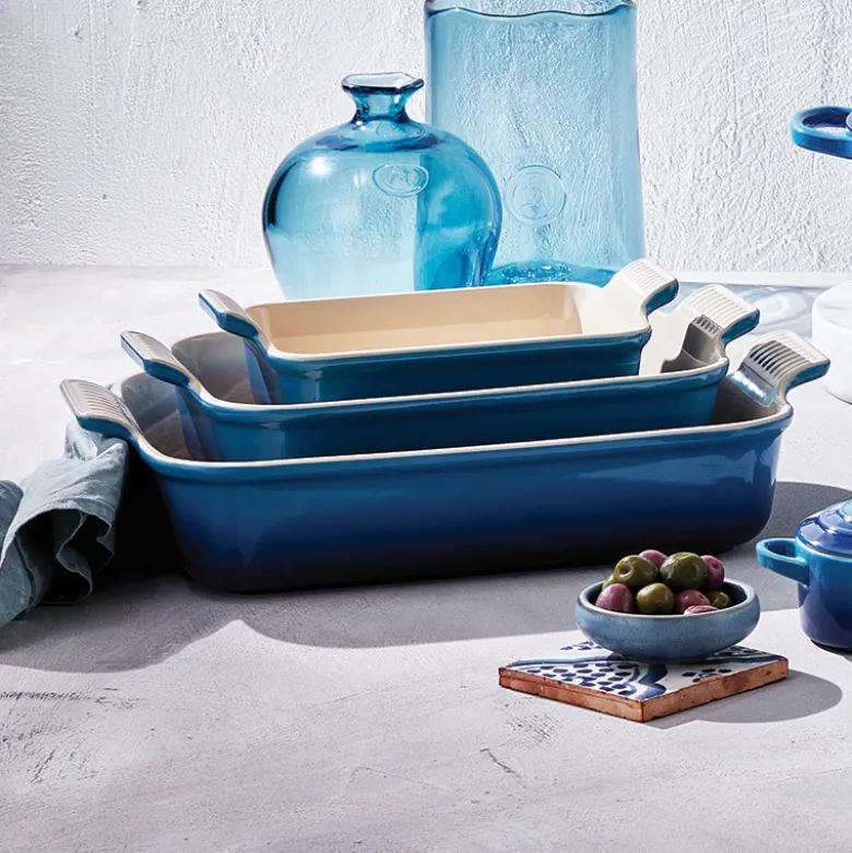 Le Creuset Signature stentøj Heritage rektangulært fad 32 cm Azure