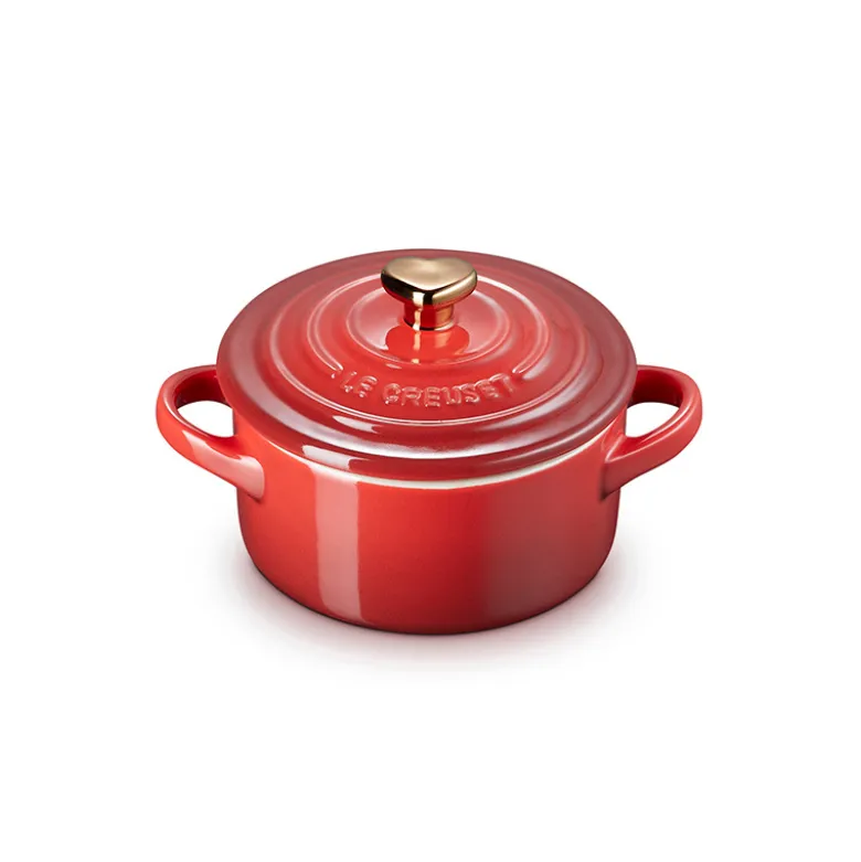 Le Creuset Signature stentøj minigryde med hjerteformet knop 10 cm Cerise