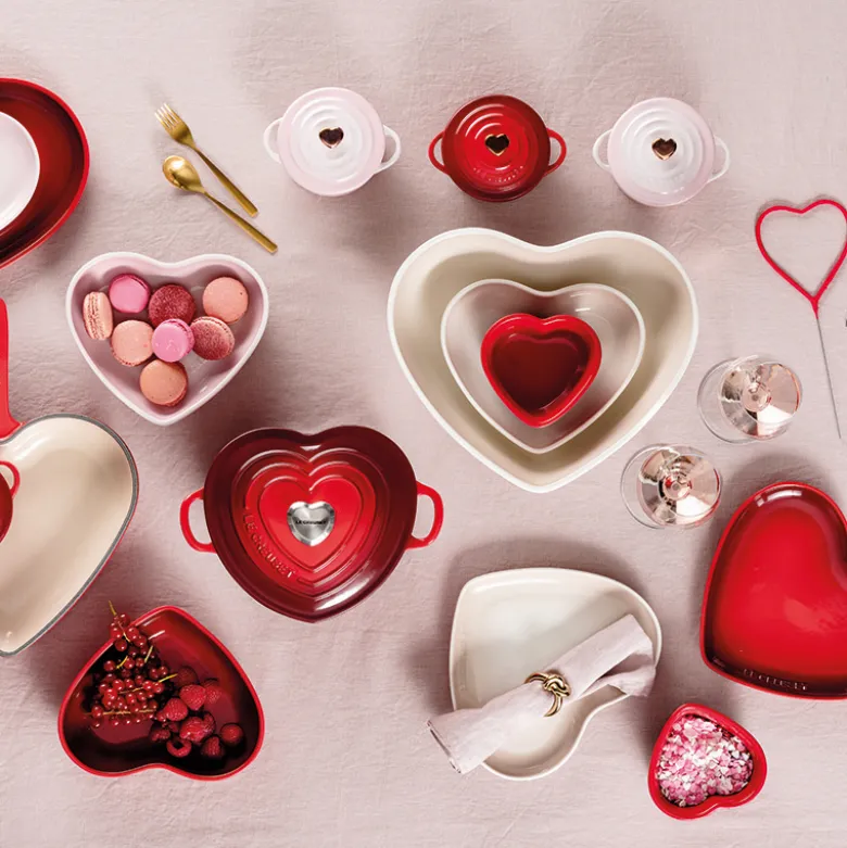 Le Creuset Signature stentøj minigryde med hjerteformet knop 10 cm Cerise