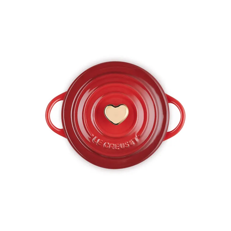 Le Creuset Signature stentøj minigryde med hjerteformet knop 10 cm Cerise
