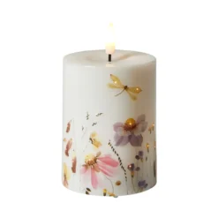 LED bloklys blomsterprint rosa 10 cm