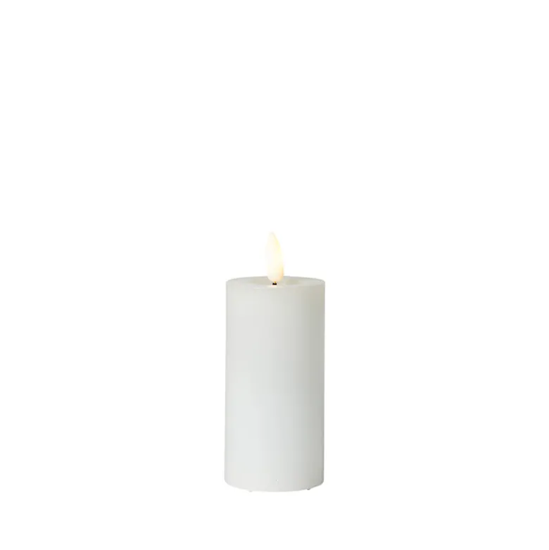 LED bloklys hvid 3D væge H 12,5 cm