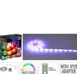 LED lysbånd med fjernbetjening multifarvet 5+5 meter 24 watt