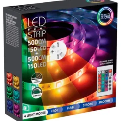 LED lysbånd med fjernbetjening multifarvet 5+5 meter 24 watt