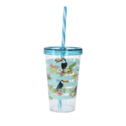 Læskedrikkrus med sugerør 660 ml i 3 assorterede design