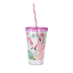 Læskedrikkrus med sugerør 660 ml i 3 assorterede design